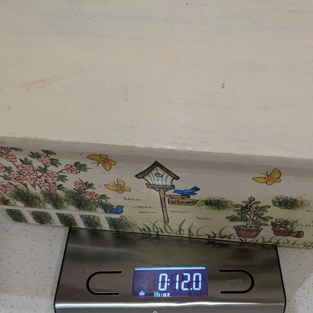 Vintage Cottagecore Wood Recipe Box Cream Hand Painted Garden Scene